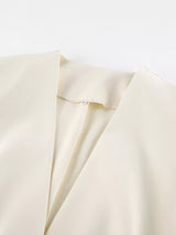 V-Neck Button-Up Blazer with Structured Shoulders - Trendsi - Flyclothing LLC