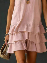 Full Size Ruffled Hem V-Neck Sleeveless Dress Plus Size - Trendsi - Flyclothing LLC