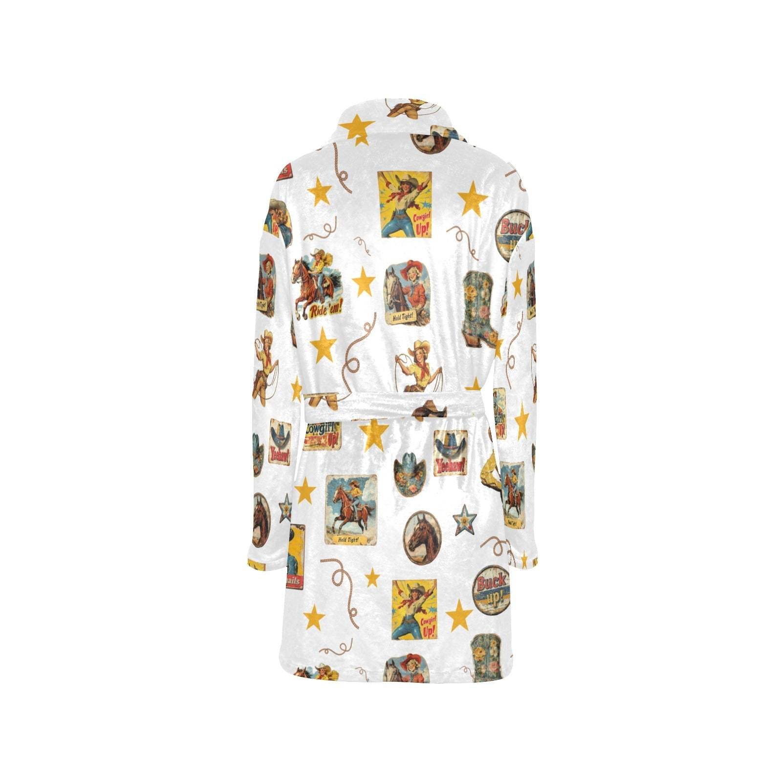 Baha Ranch Vintage Cowgirl Collage Women's Western Bath Robe - Baha Ranch Western Wear - Flyclothing LLC