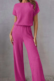 Round Neck Short Sleeve Jumpsuit - Trendsi - Flyclothing LLC