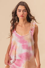 BiBi Tie Dye Printed Textured Woven with Ruffled - Trendsi - Flyclothing LLC