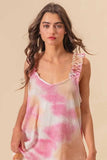 BiBi Tie Dye Printed Textured Woven with Ruffled - Trendsi - Flyclothing LLC