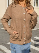 Casual Button-Down Knit Cardigan - Trendsi - Flyclothing LLC