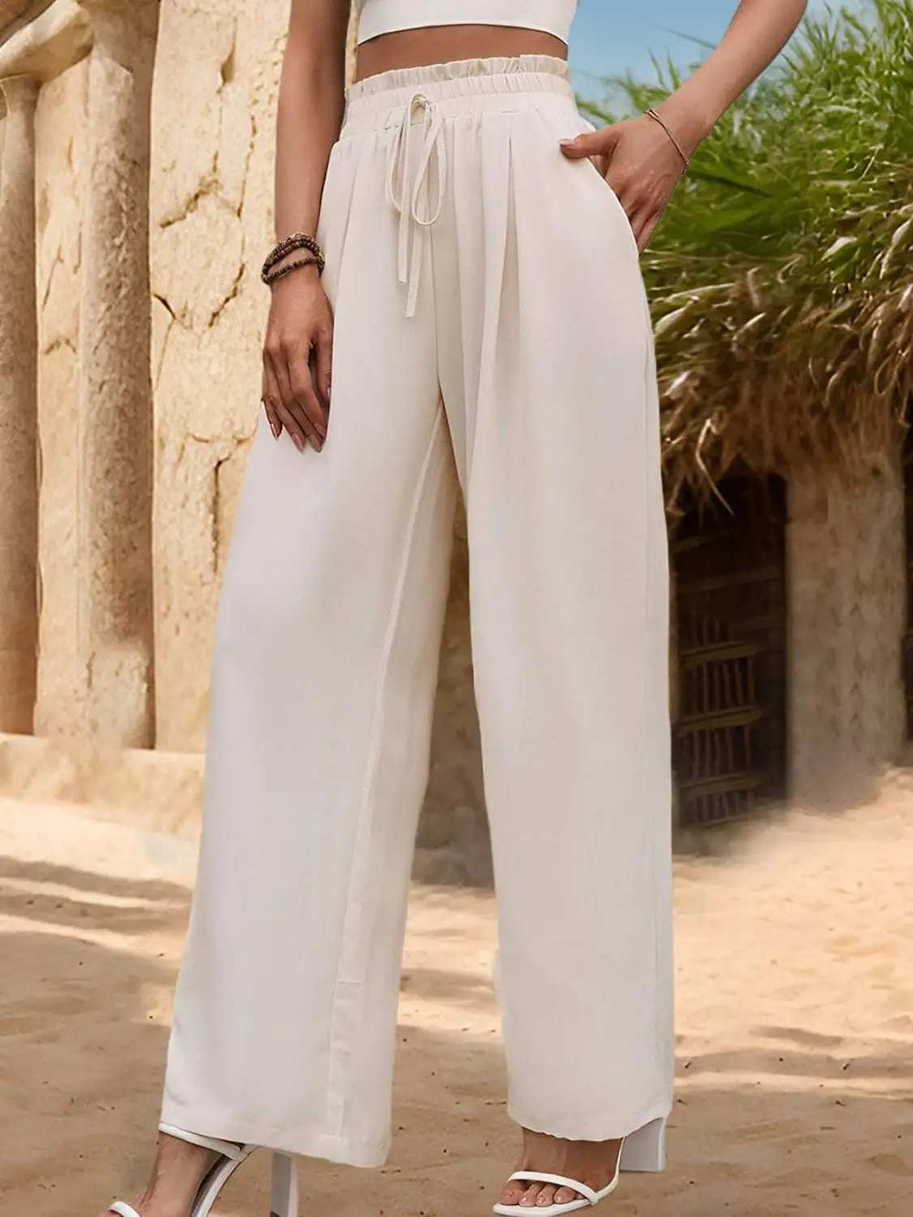 Tied Wide Leg Pants - Trendsi - Flyclothing LLC