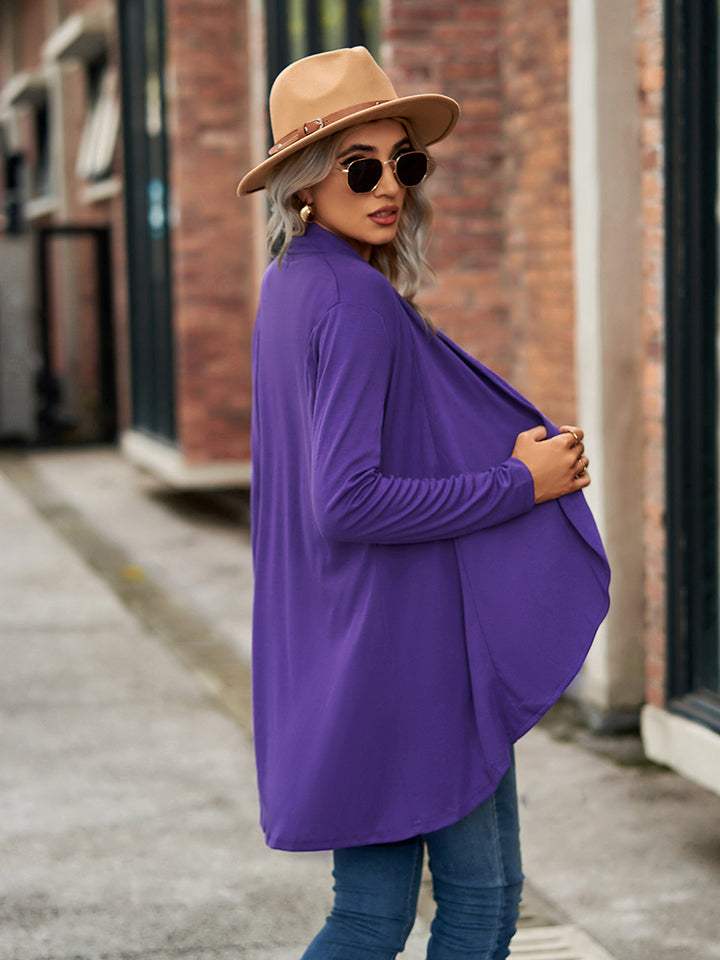 Open Front Long Sleeve Cardigan - Trendsi - Flyclothing LLC
