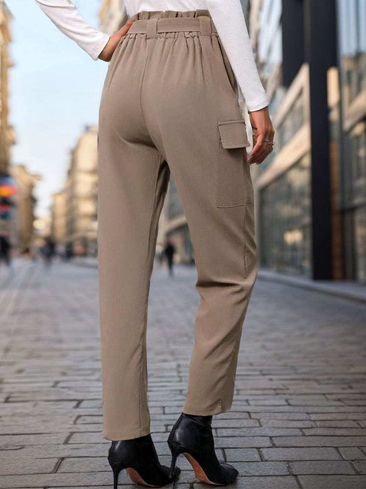 High Waist Straight Pants - Trendsi - Flyclothing LLC