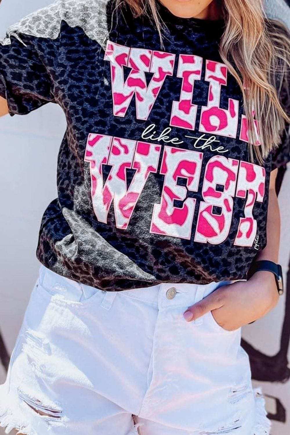 WILD LIKE THE WEST Graphic Leopard T-Shirt - Trendsi - Flyclothing LLC