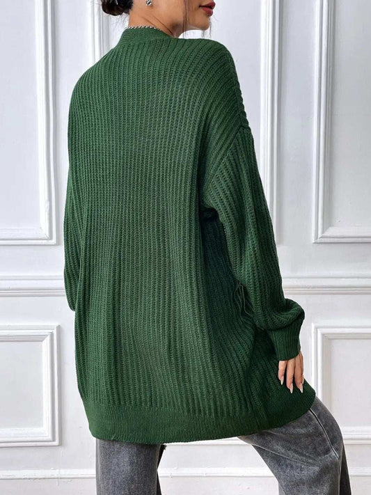 Open Front Long Sleeve Cardigan - Trendsi - Flyclothing LLC