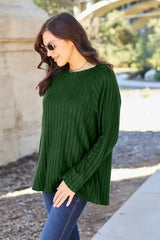 Basic Bae Full Size Ribbed Round Neck Long Sleeve Knit Top - ShopBasicbae - Flyclothing LLC