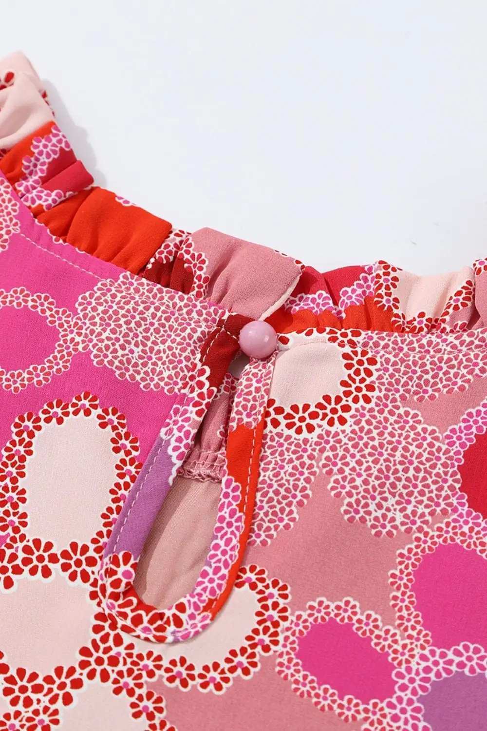 Embroidered Detail Floral Ruffle Cap Sleeve Blouse - Trendsi - Flyclothing LLC