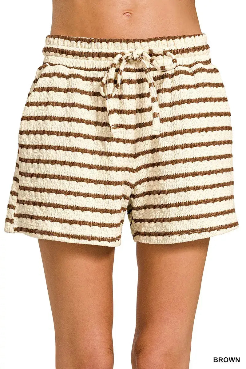 Zenana Striped Short Sleeve Tee & Shorts Set - Trendsi - Flyclothing LLC