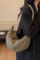 Plaid Quilted Adjustable Strap Crossbody Bag - Trendsi