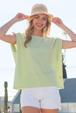 Lime 'N' Chili Textured Solid Muscle Sleeve Top - Trendsi
