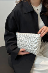 Ruched Heart Clutch with Zipper - Trendsi