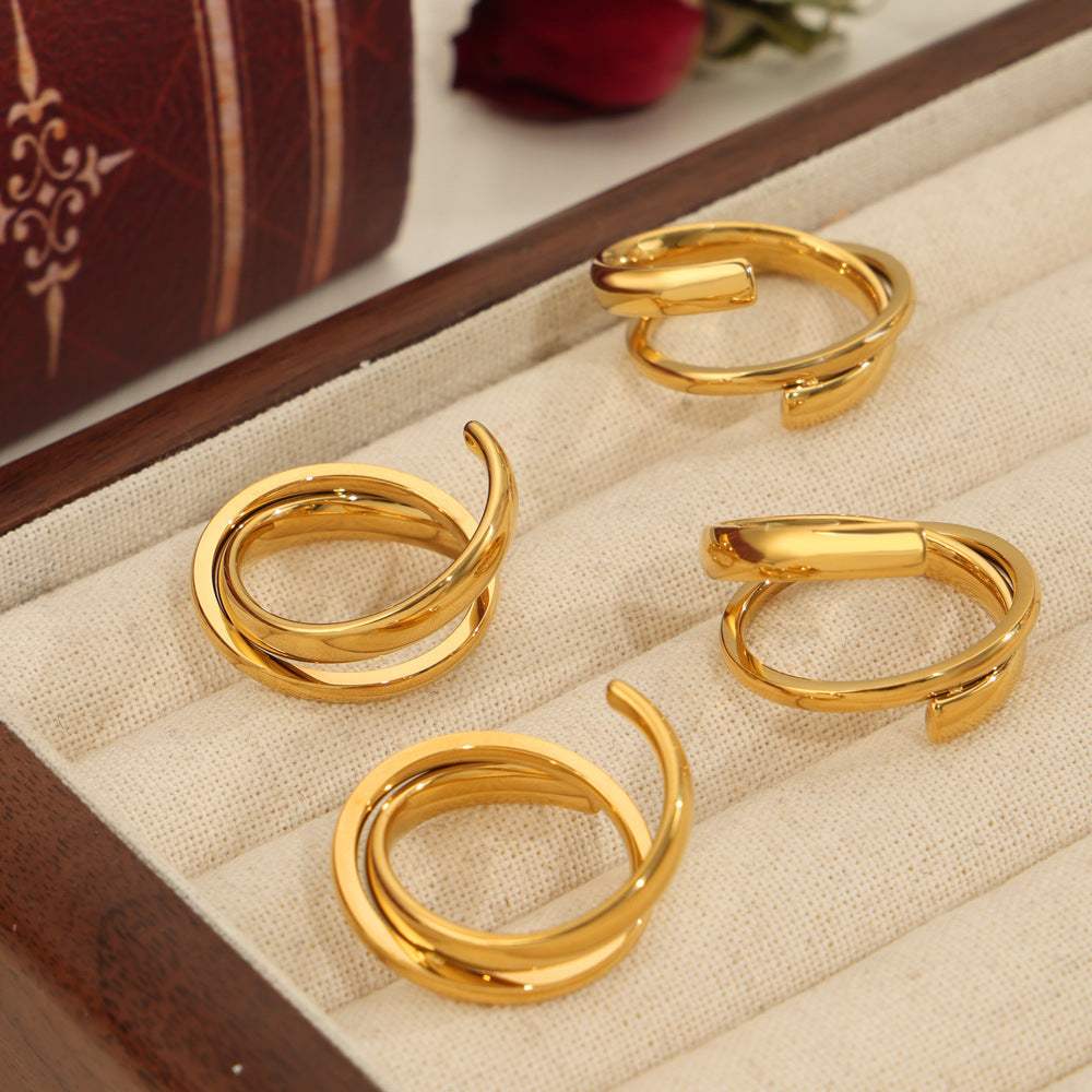 Titanium Steel Layered Wrap Ring - Trendsi - Flyclothing LLC