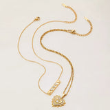 18K Gold-Plated Zircon Pendant Necklace - Trendsi - Flyclothing LLC