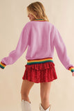 MERRY & BRIGHT Ribbed Round Neck Sweater - Trendsi