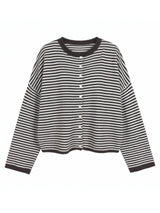 Button-Down Striped Knit Cardigan - Trendsi - Flyclothing LLC