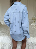 Bow Print Long Sleeve Shirt - Trendsi - Flyclothing LLC