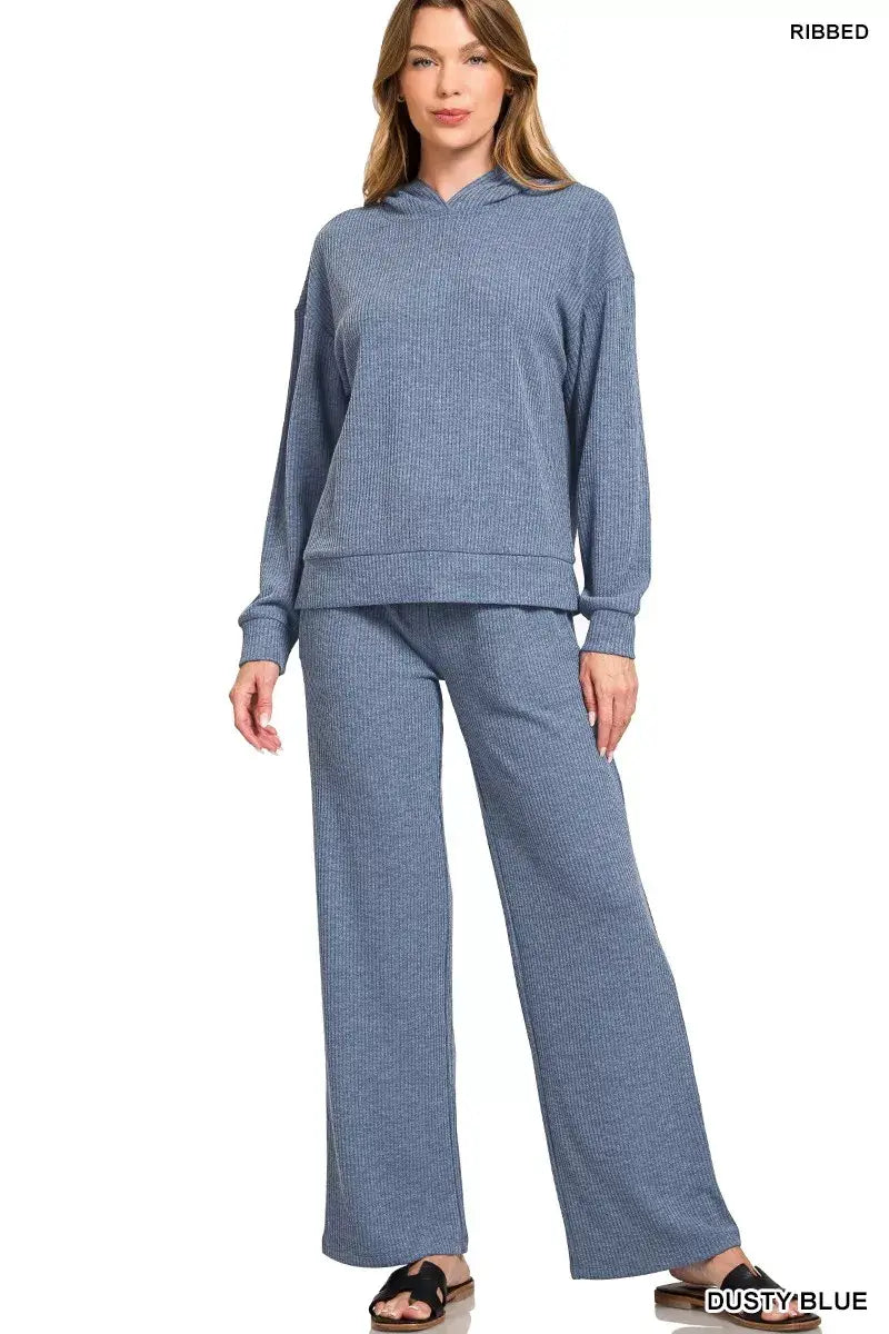 Zenana Ribbed Drawstring Lounge Pants - Trendsi - Flyclothing LLC