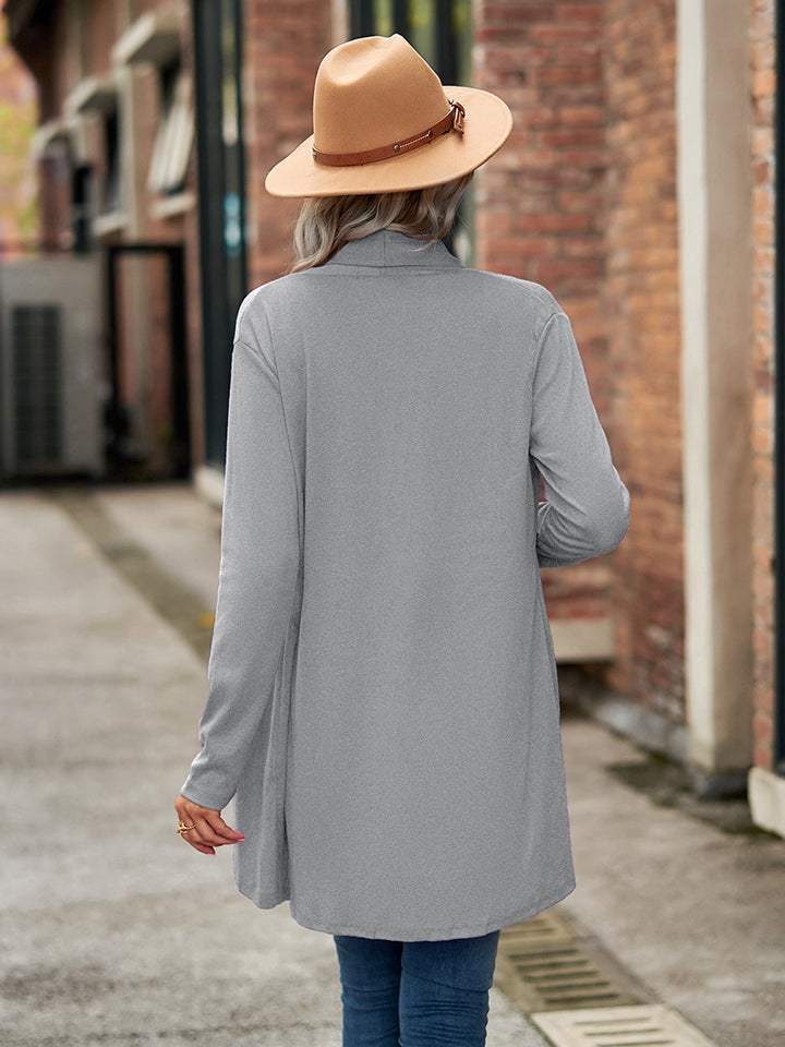 Open Front Long Sleeve Cardigan - Trendsi - Flyclothing LLC