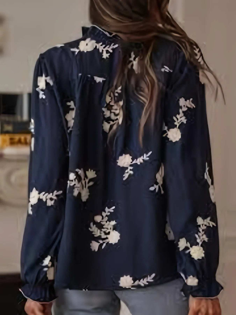 Flower Button Up Long Sleeve Shirt - Trendsi - Flyclothing LLC