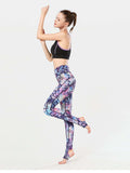 Printed Wide Waistband Active Leggings with Stirrups - Trendsi - Flyclothing LLC