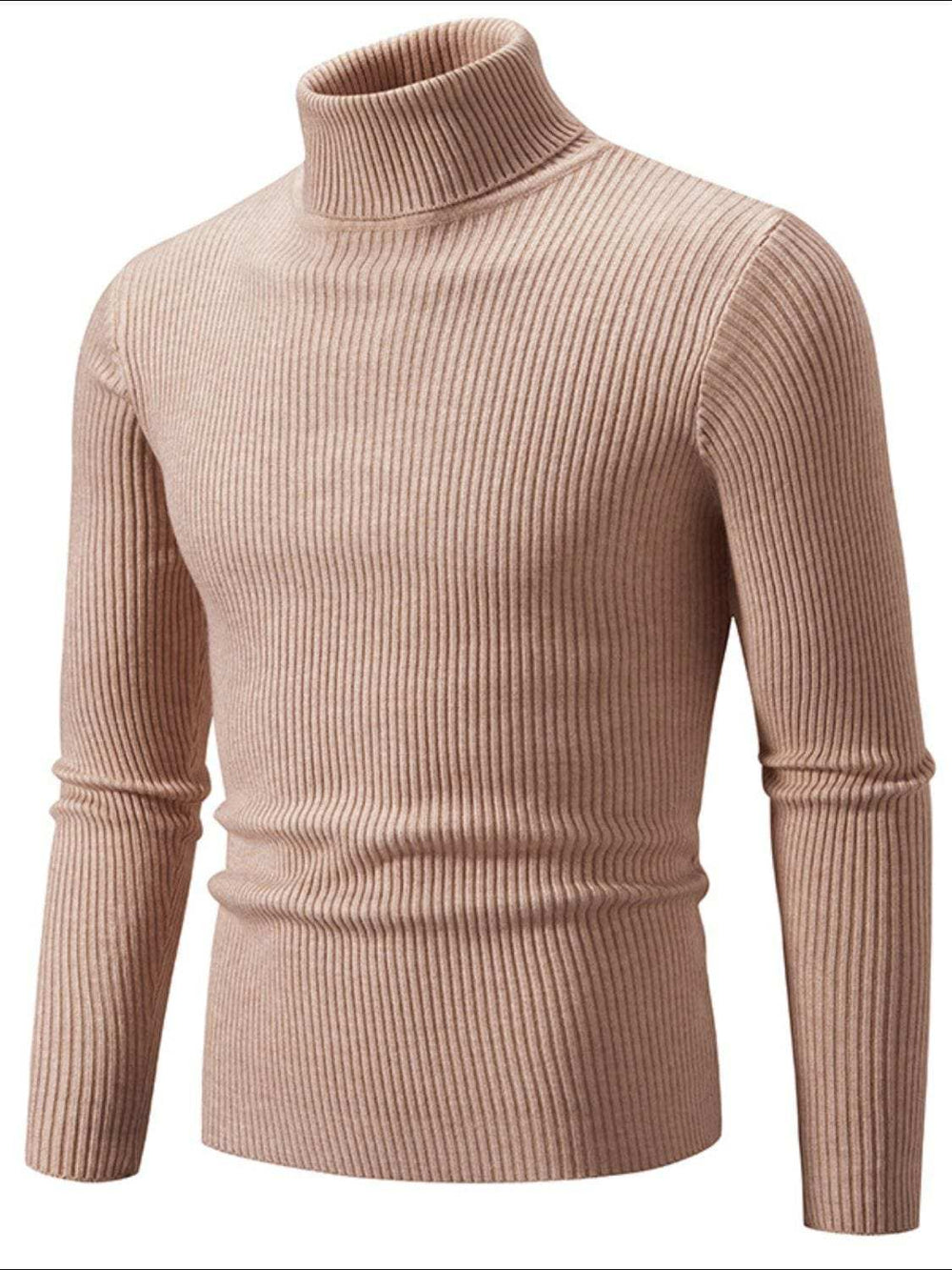Men's Turtleneck Long Sleeve Ribbed Sweater - Trendsi - Flyclothing LLC