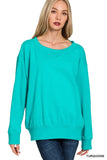 Zenana Fleece Boat Neck Sweatshirt - Trendsi - Flyclothing LLC