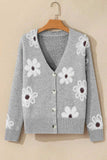 Flower Button Up Long Sleeve Cardigan - Trendsi - Flyclothing LLC
