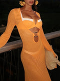 Slit Plunge Flare Sleeve Cover-Up Dress - Trendsi