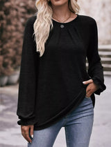 Ruffle Cuff Long Sleeve T-Shirt - Trendsi - Flyclothing LLC
