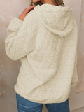 Textured Long Sleeve Hoodie with Pockets - Trendsi