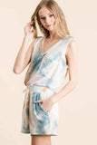 BiBi Tie Dye Textured Knit Top and Shorts Set - Trendsi - Flyclothing LLC