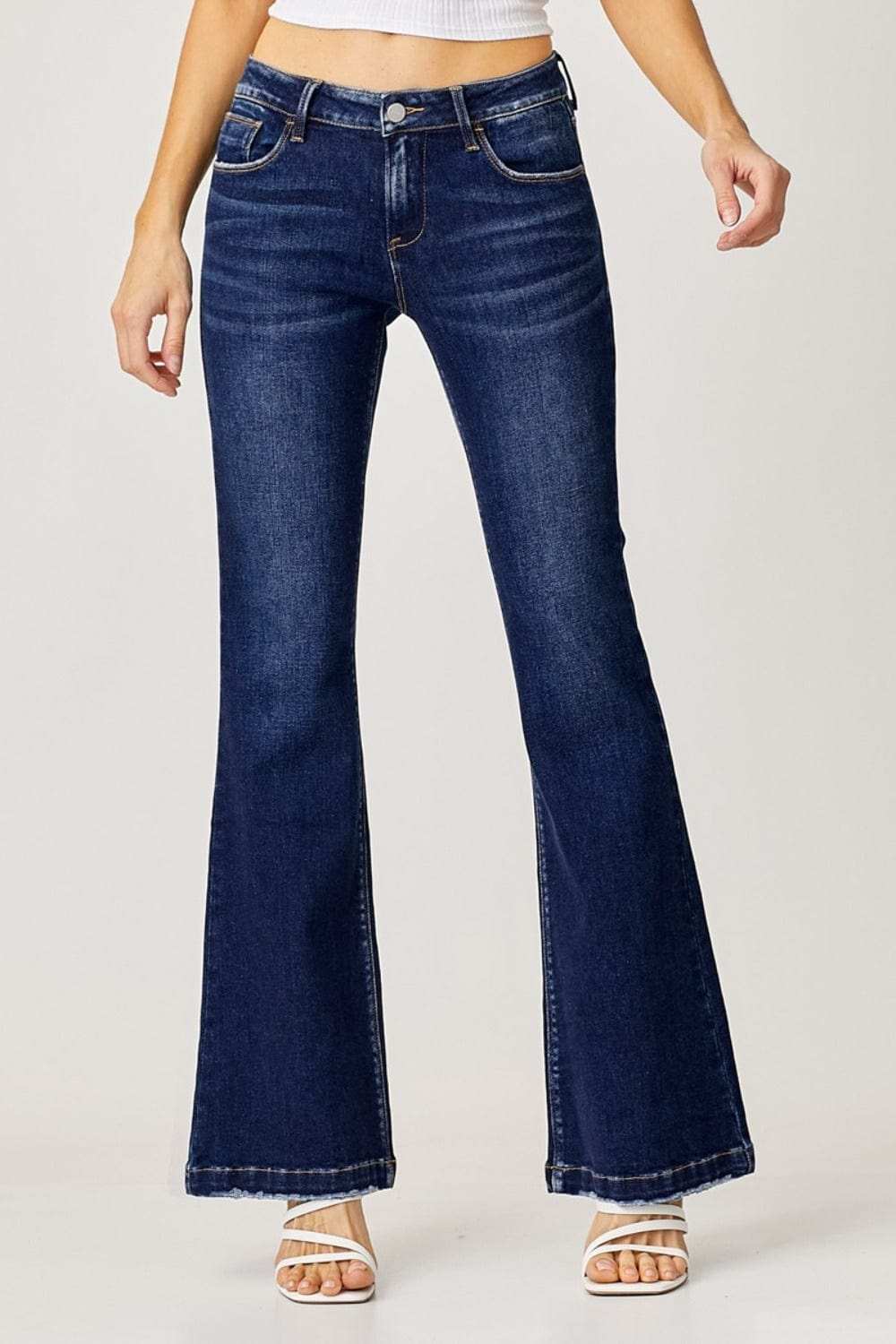 RISEN Full Size Low Rise Flare Jeans - Trendsi - Flyclothing LLC