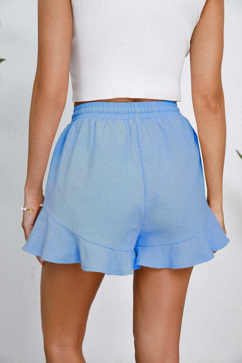 Full Size Drawstring Ruffle Hem Shorts - Trendsi - Flyclothing LLC