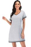 Contrast Trim Short Sleeve Lounge Dress - Trendsi - Flyclothing LLC