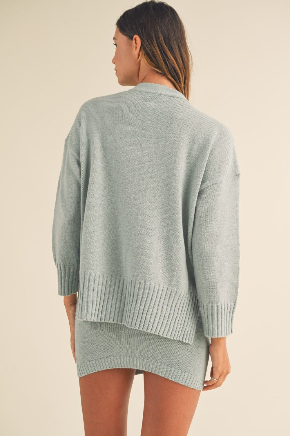 MABLE 3 Pieces Sweater Set with Crop Cami, Mini Skirt, Cardigan - Trendsi
