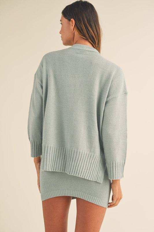 MABLE 3 Pieces Sweater Set with Crop Cami, Mini Skirt, Cardigan - Trendsi