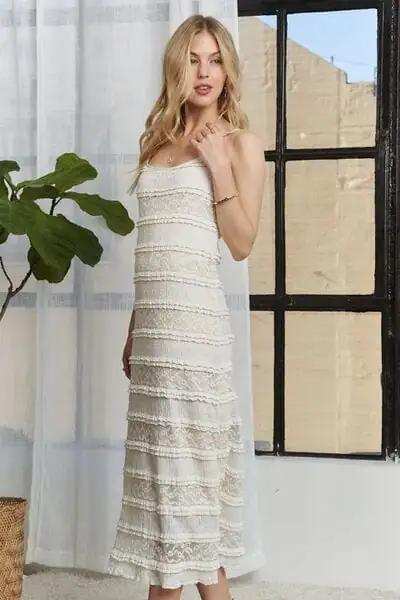 ADORA Lace Scoop Neck Midi Cami Dress - Trendsi - Flyclothing LLC