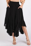 Mittoshop Handkerchief Hem Elastic Waist Pocket Midi Skirt - Trendsi