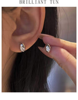 S925 Sterling Silver Oval Stud Earrings With A Single Moissanite Diamond - My Store - Flyclothing LLC