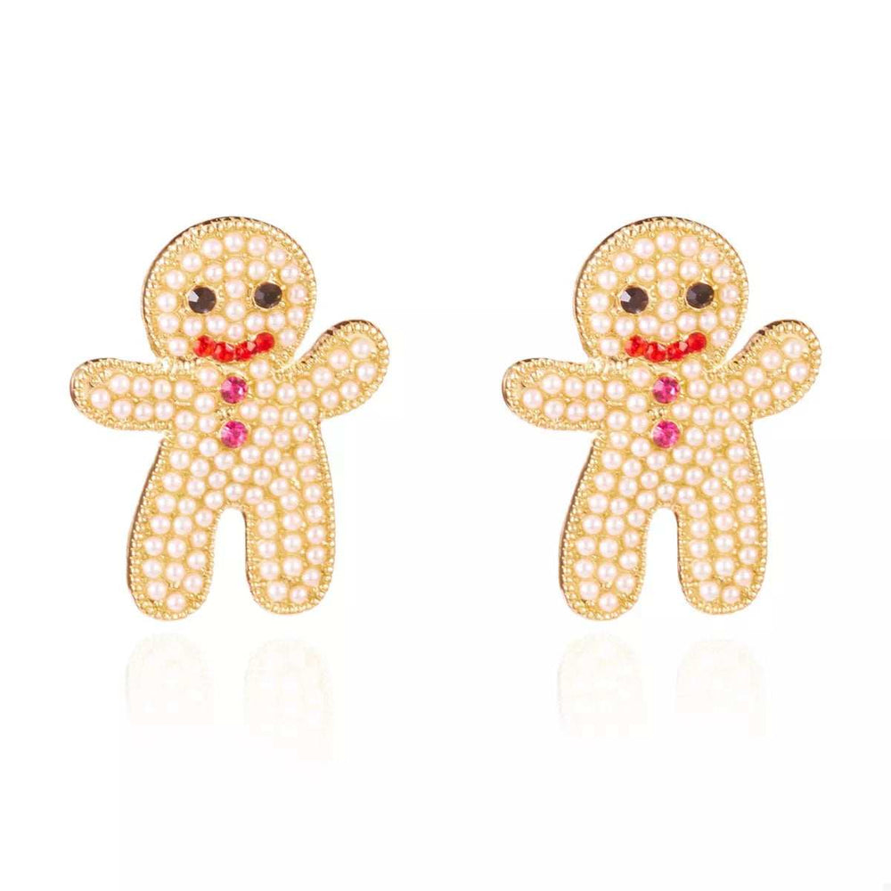 Alloy Gingerbread Man Stud Earrings - Trendsi - Flyclothing LLC