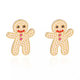 Alloy Gingerbread Man Stud Earrings - Trendsi - Flyclothing LLC