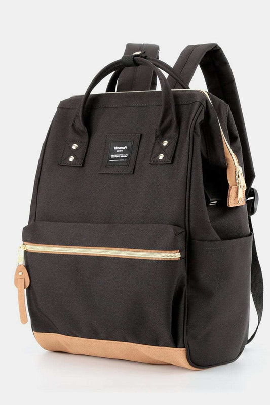Himawari Contrast Waterproof Canvas Backpack Bag with Side Pockets - Trendsi - Flyclothing LLC