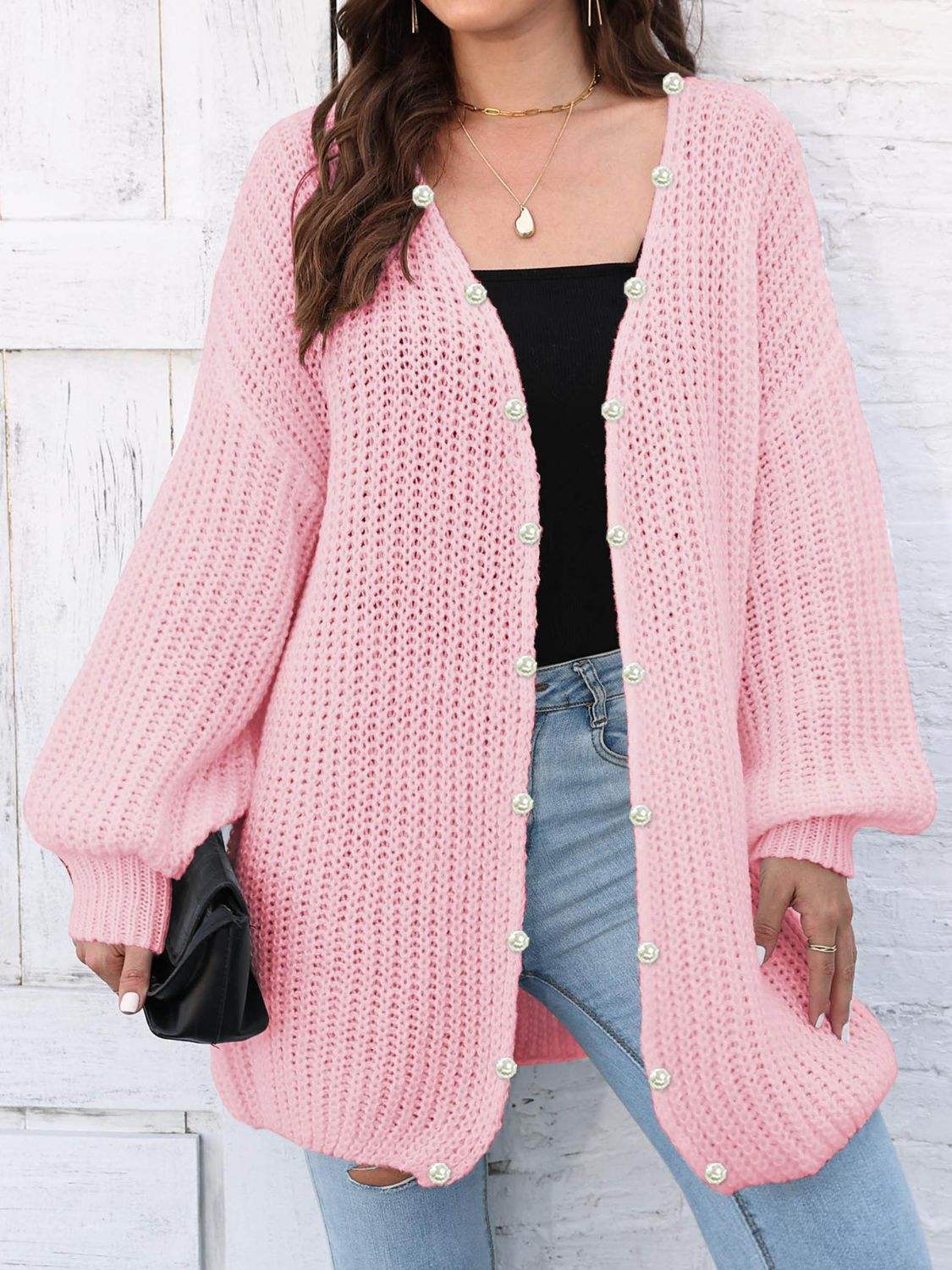 Open Front Long Sleeve Cardigan - Trendsi - Flyclothing LLC