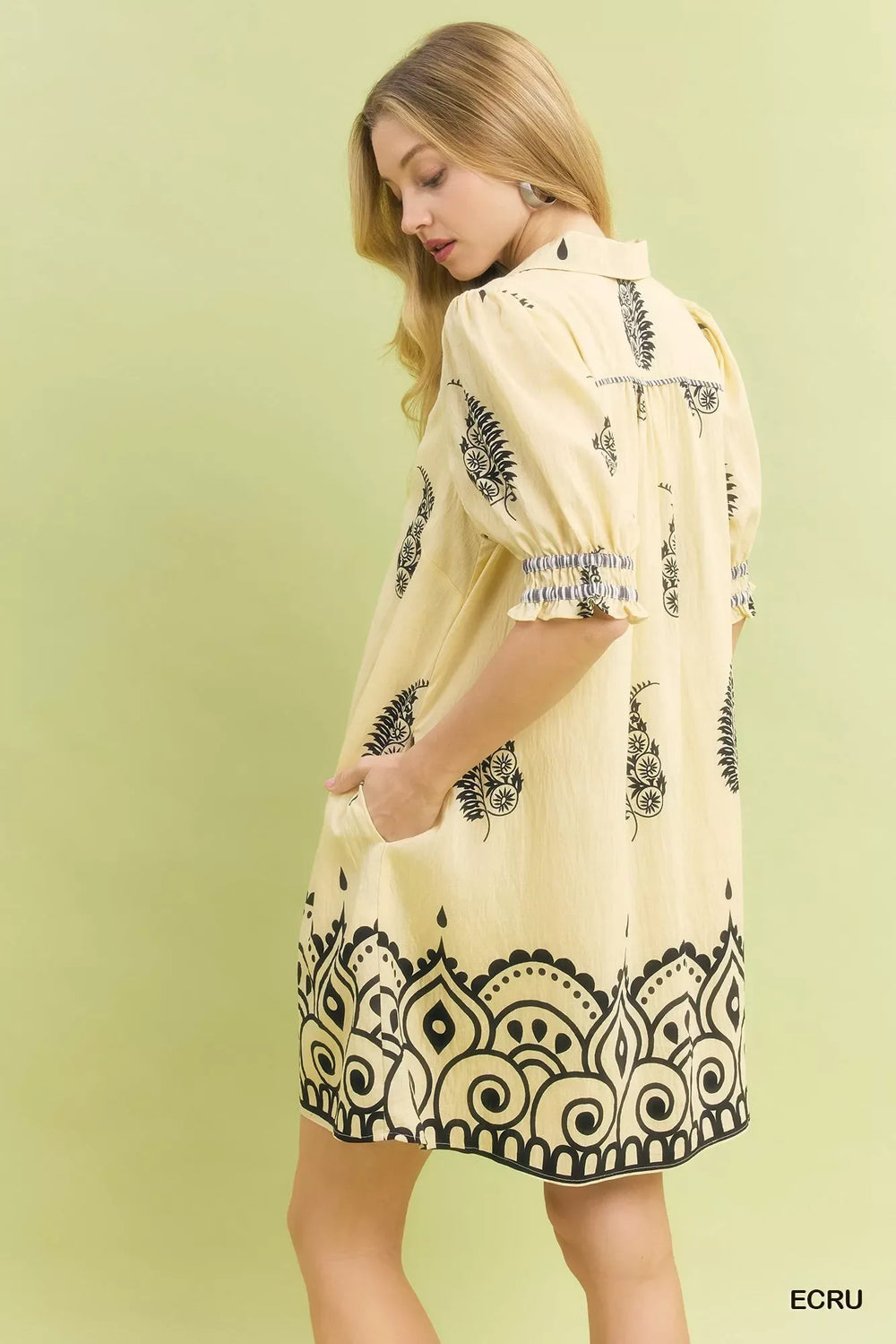 Umgee Paisley Mandala Print Babydoll Dress - Trendsi - Flyclothing LLC