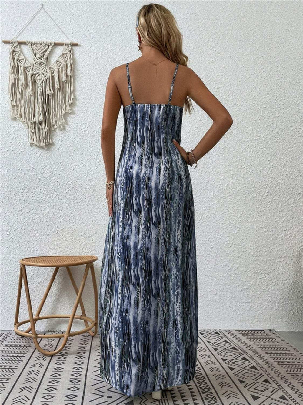 Full Size Printed Scoop Neck Maxi Cami Dress - Trendsi - Flyclothing LLC