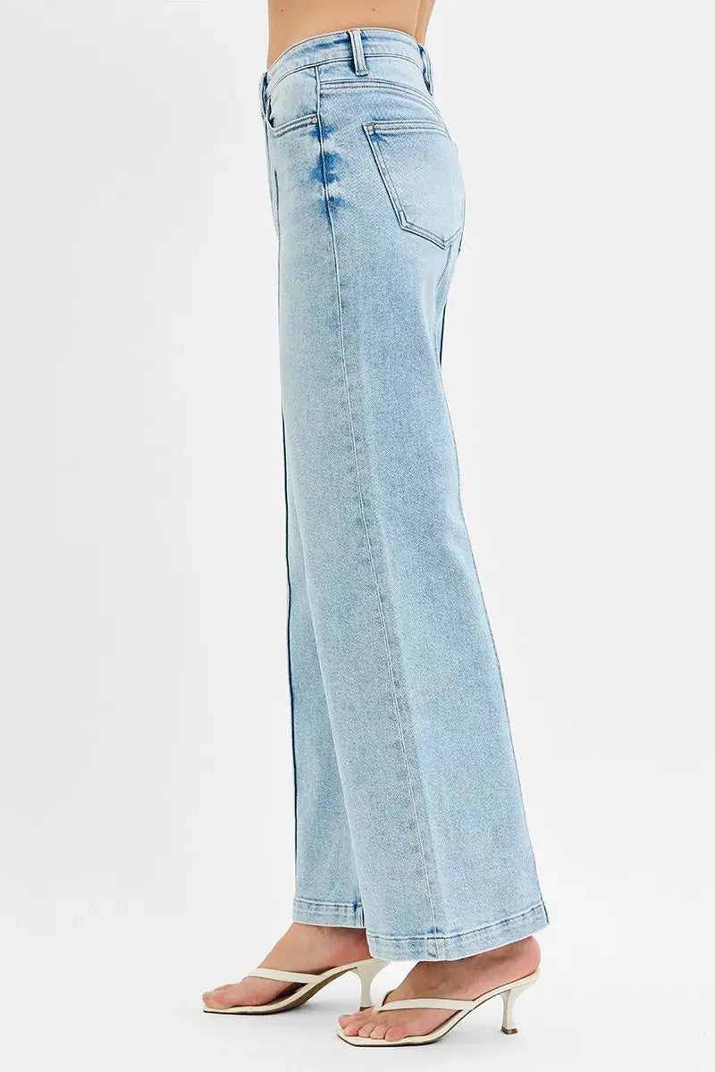 RISEN Full Size High Waist Wide Leg Pintuck Detailed Plus Size - Trendsi - Flyclothing LLC