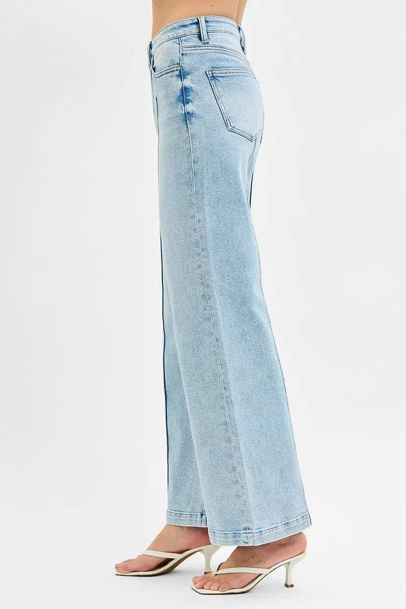 RISEN Full Size High Waist Wide Leg Pintuck Detailed Plus Size - Trendsi - Flyclothing LLC